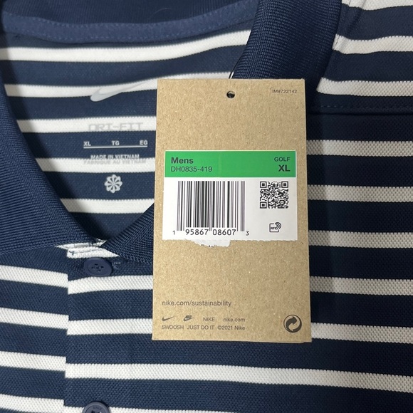 Nike NWT Stripped Dri-Fit Polo Size XL Senior PGA - Picture 7 of 7
